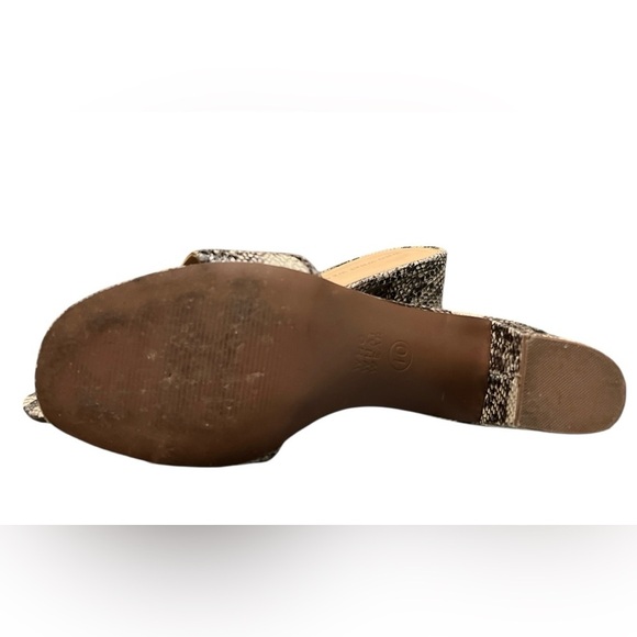 Who What Wear Cream and Brown Snake skin  Mules with Block Heel - Picture 5 of 5